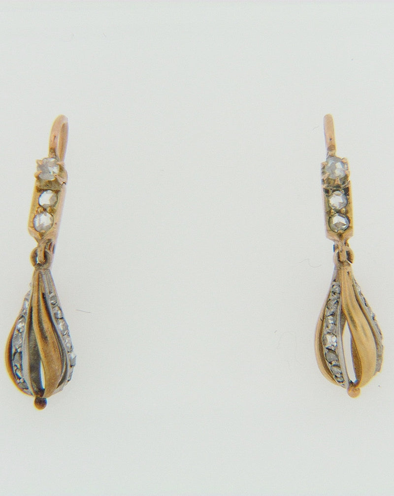 14K YELLOW GOLD DIAMOND DANGLE EARRINGS | 18 Karat Appraisers | Beverly Hills, CA | Fine Jewelry