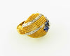 18K Yellow and White Gold, Diamond and Sapphire Bombe Ring | 18 Karat Appraisers | Beverly Hills, CA | Fine Jewelry