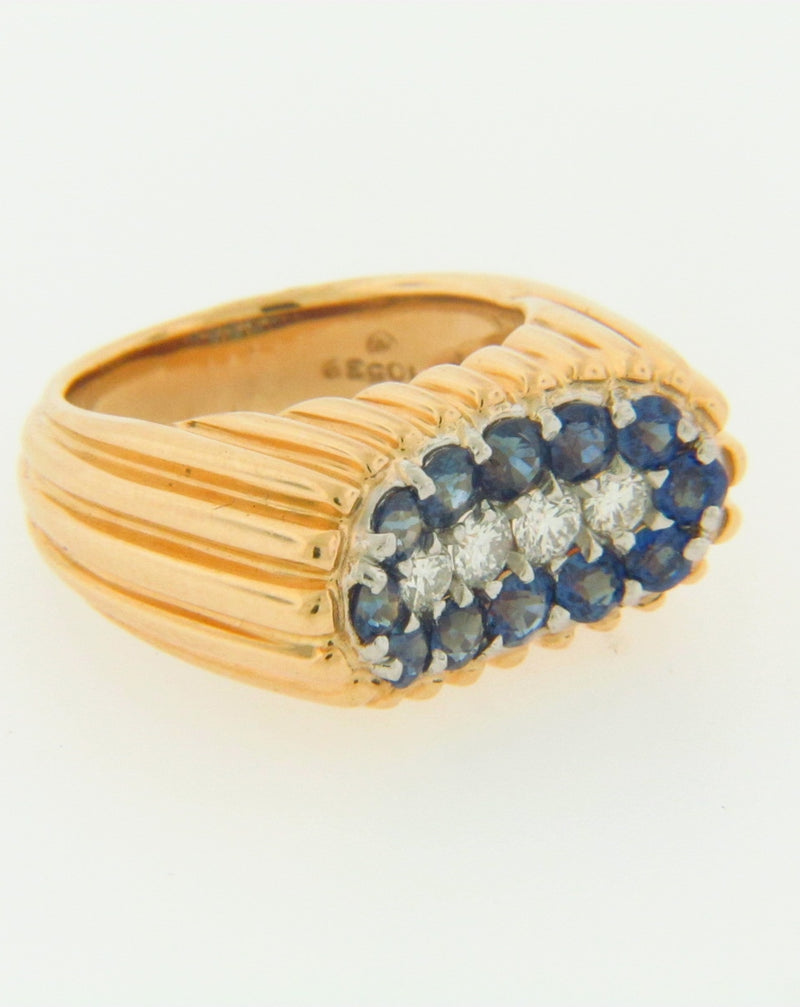 18K YELLOW GOLD SAPPHIRE AND DIAMOND RING | 18 Karat Appraisers | Beverly Hills, CA | Fine Jewelry