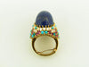 18K Yellow Gold, Lapis Lazuli, Diamond, Ruby, and Turquoise Ring | 18 Karat Appraisers | Beverly Hills, CA | Fine Jewelry
