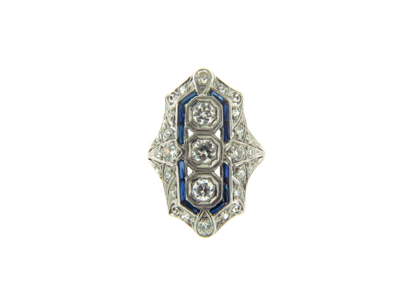 Art Deco, Platinum Diamond and Sapphire Ring | 18 Karat Appraisers | Beverly Hills, CA | Fine Jewelry