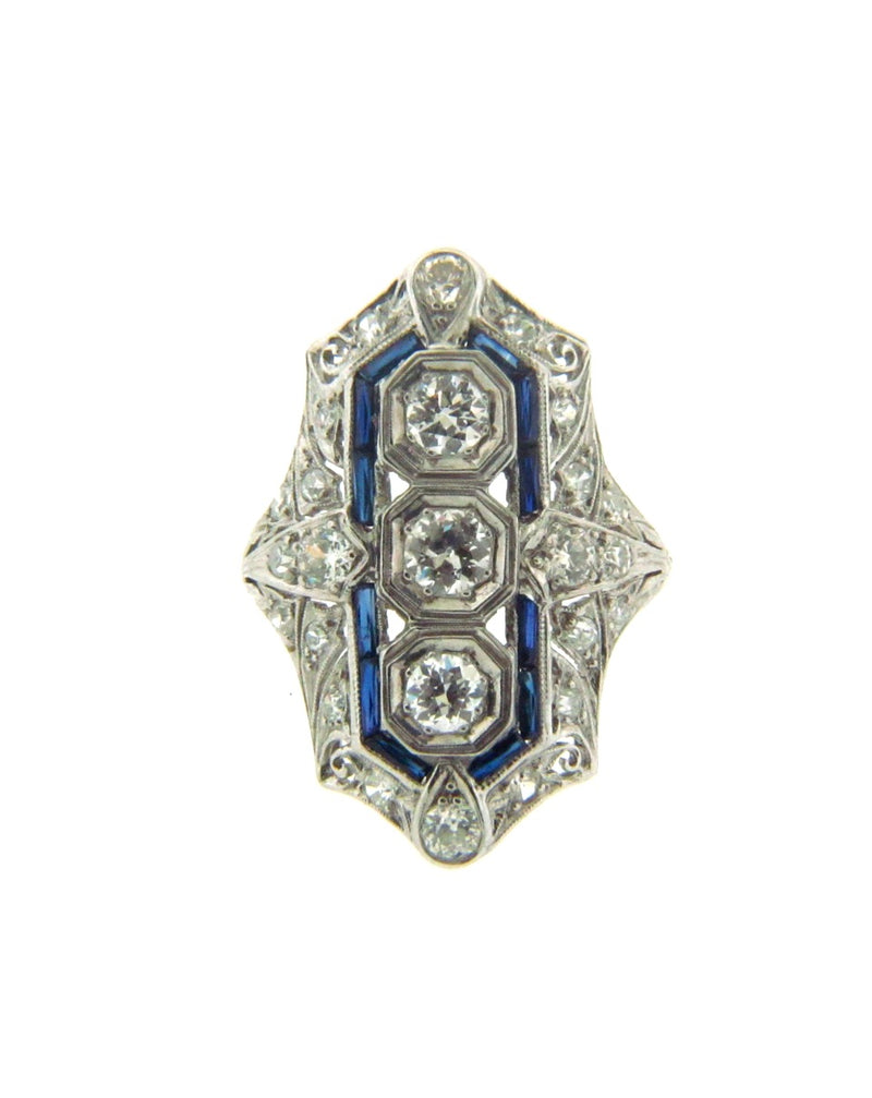 Art Deco, Platinum Diamond and Sapphire Ring | 18 Karat Appraisers | Beverly Hills, CA | Fine Jewelry