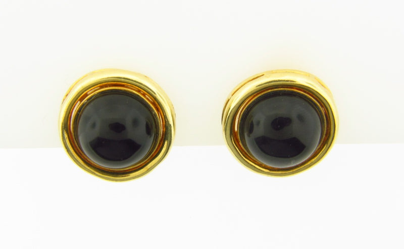 18K Yellow Gold, Onyx Earrings | 18 Karat Appraisers | Beverly Hills, CA | Fine Jewelry