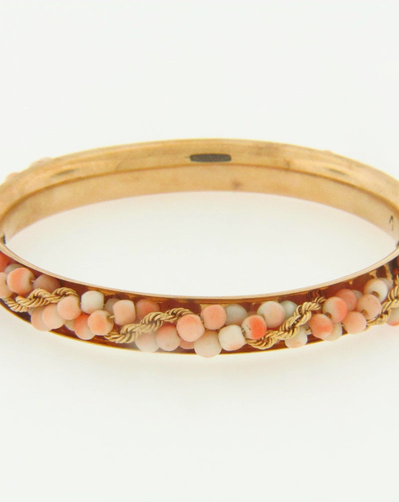 14K-YG CORAL BANGLE BRACELET | 18 Karat Appraisers | Beverly Hills, CA | Fine Jewelry