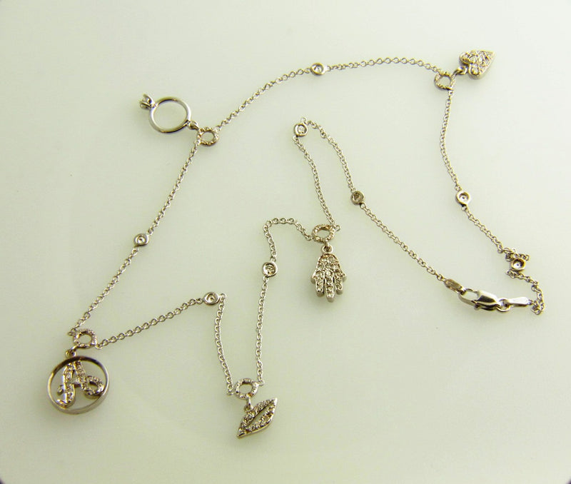 14K White Gold, Diamond Charm Necklace | 18 Karat Appraisers | Beverly Hills, CA | Fine Jewelry