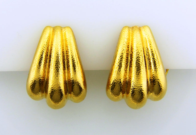 18K Yellow Gold, Fluted Earrings | 18 Karat Appraisers | Beverly Hills, CA | Fine Jewelry