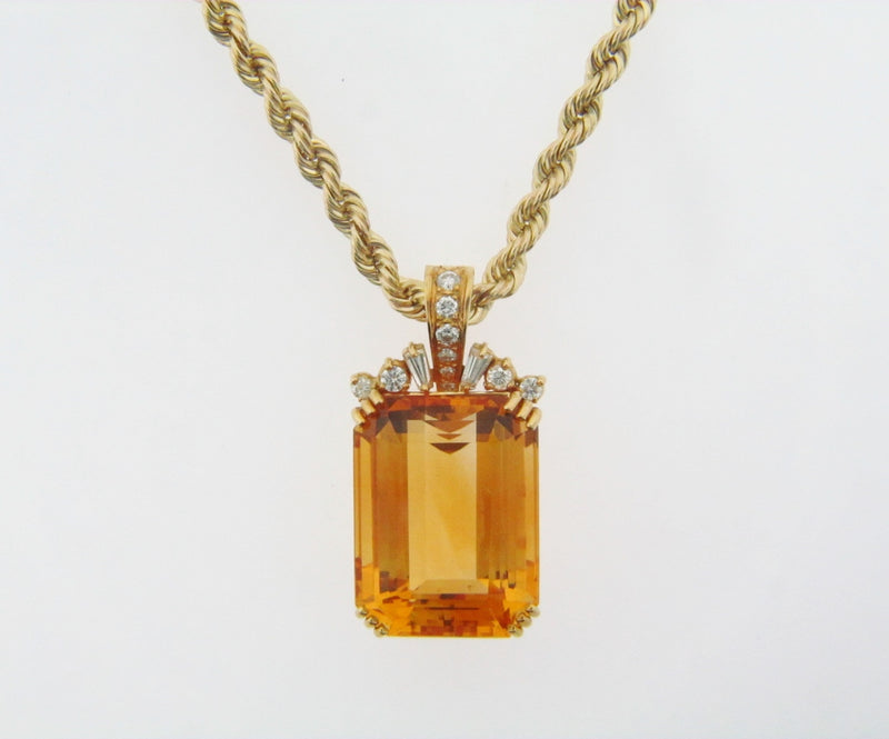 18K Yellow Gold Citrine and Diamond Pendant | 18 Karat Appraisers | Beverly Hills, CA | Fine Jewelry