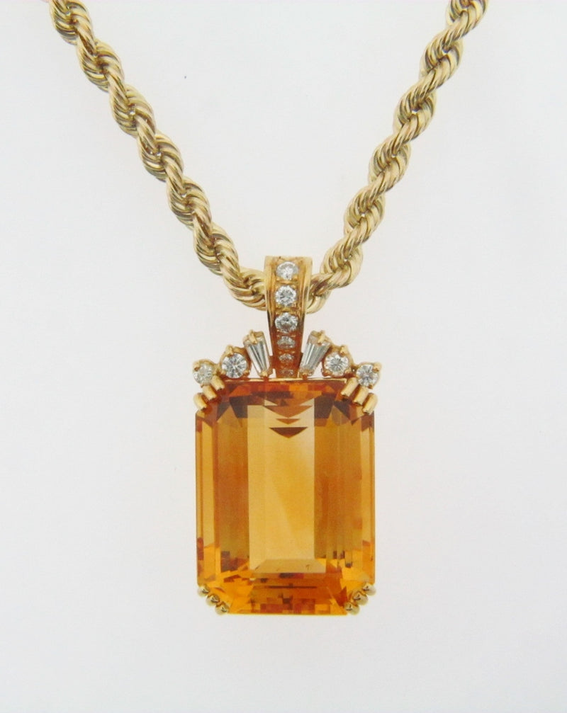 18K Yellow Gold Citrine and Diamond Pendant | 18 Karat Appraisers | Beverly Hills, CA | Fine Jewelry