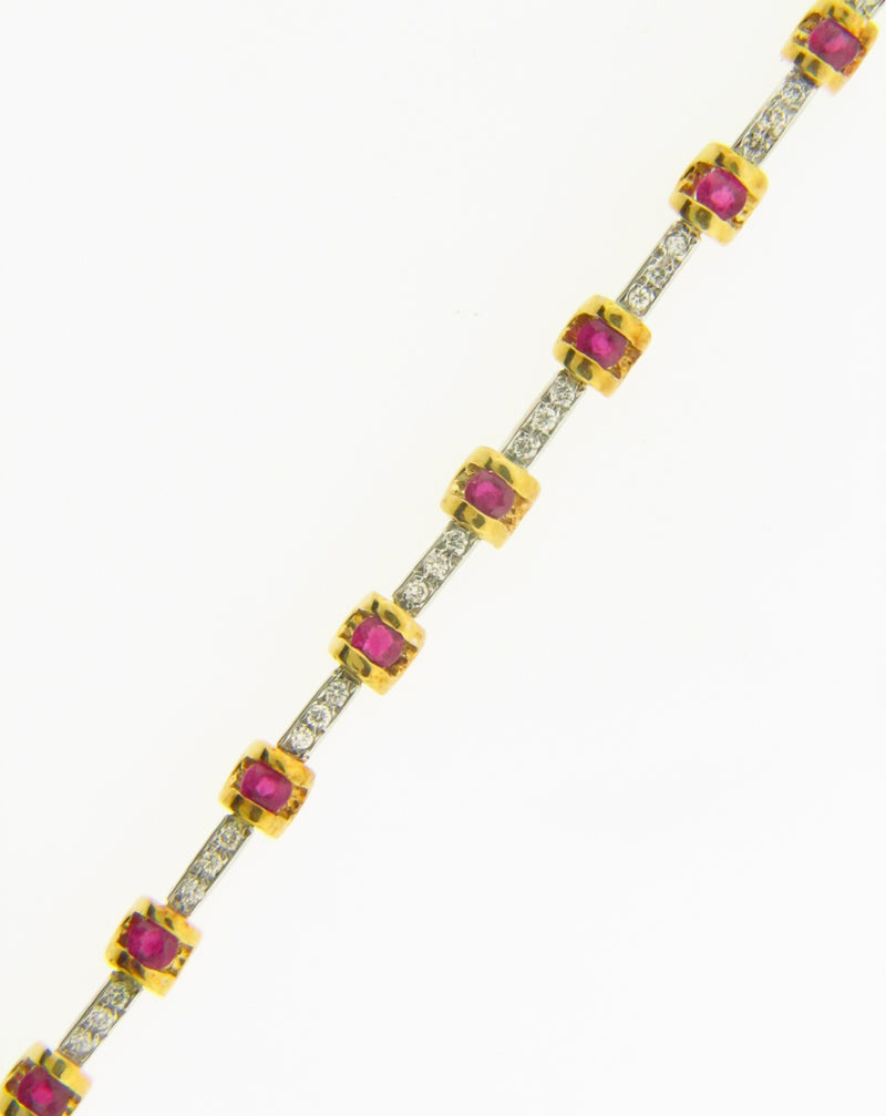 18K Yellow and White Gold, Ruby and Diamond Bracelet | 18 Karat Appraisers | Beverly Hills, CA | Fine Jewelry