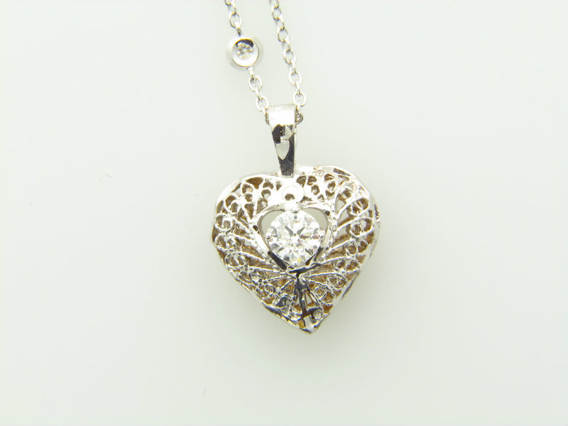 14K WHITE GOLD, DIAMOND HEART PENDANT | 18 Karat Appraisers | Beverly Hills, CA | Fine Jewelry