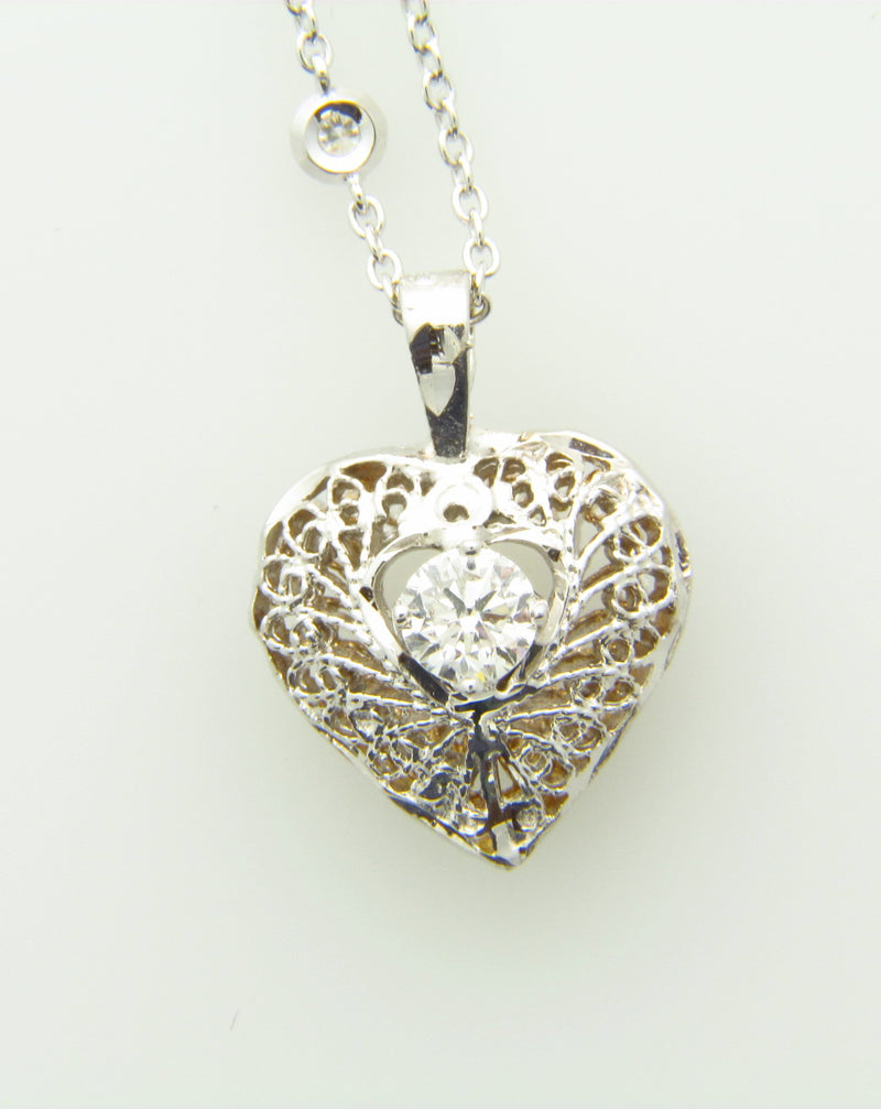 14K WHITE GOLD, DIAMOND HEART PENDANT | 18 Karat Appraisers | Beverly Hills, CA | Fine Jewelry