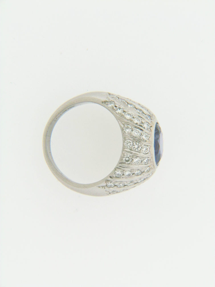 PLATINUM TANZANITE AND DIAMOND RING | 18 Karat Appraisers | Beverly Hills, CA | Fine Jewelry