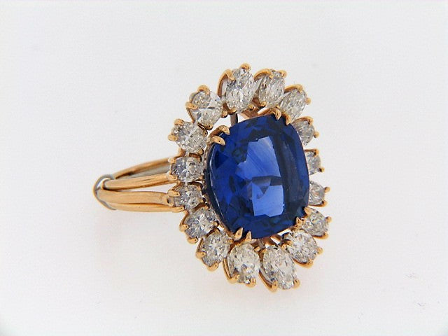 14K-YG+WG CEYLON SAPPHIRE AND DIAMOND RING | 18 Karat Appraisers | Beverly Hills, CA | Fine Jewelry