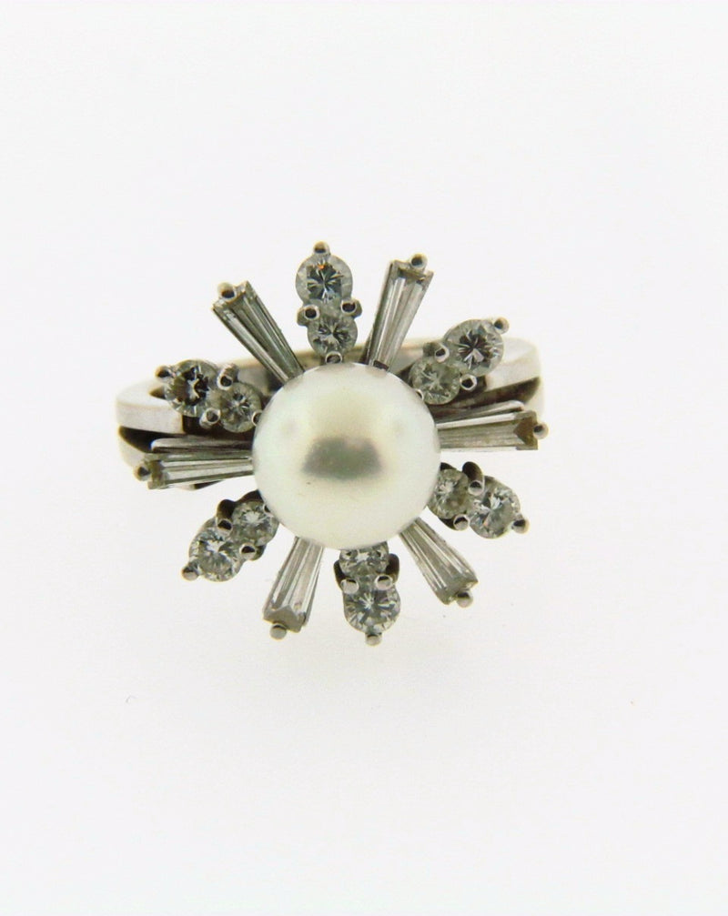 14K White Gold White cultured Pearl and Diamond Ring | 18 Karat Appraisers | Beverly Hills, CA | Fine Jewelry