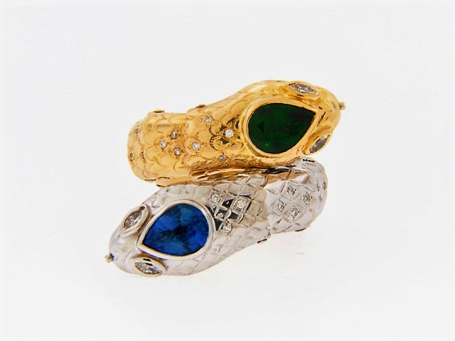 18K-YG+WG SERPENTINE BY-PASS RING BY 