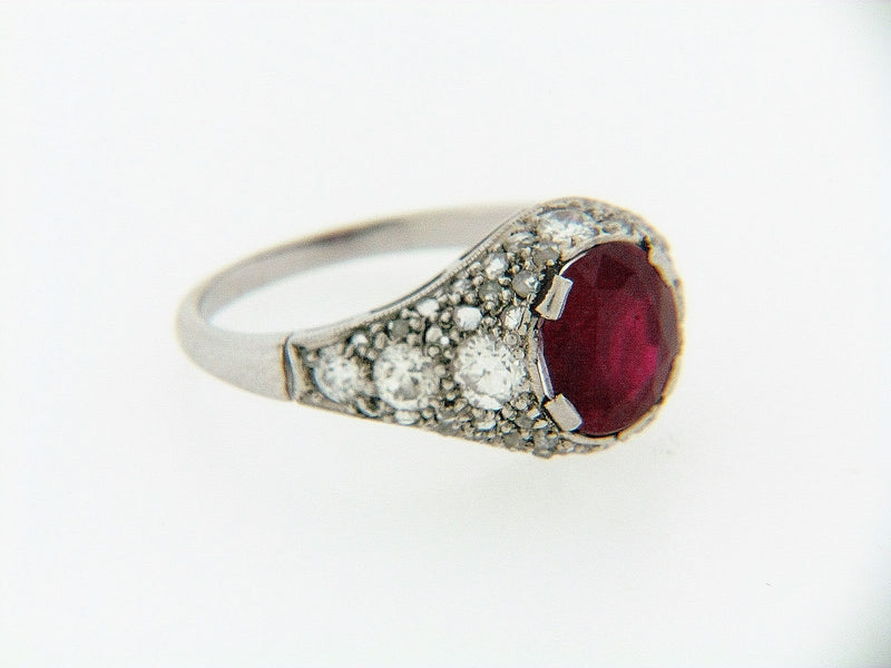 PLATINUM BURMESE RUBY AND DIAMOND RING | 18 Karat Appraisers | Beverly Hills, CA | Fine Jewelry