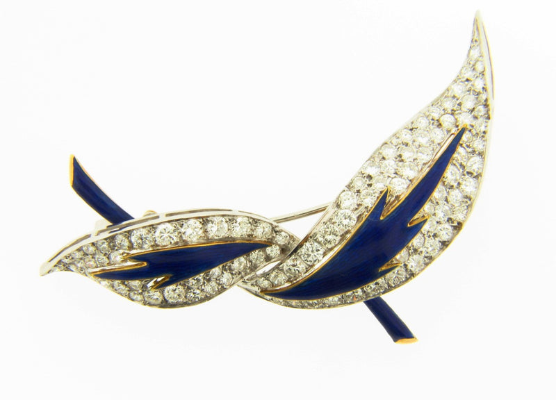 18K Bi-color Gold, Diamond and Enamel Brooch | 18 Karat Appraisers | Beverly Hills, CA | Fine Jewelry