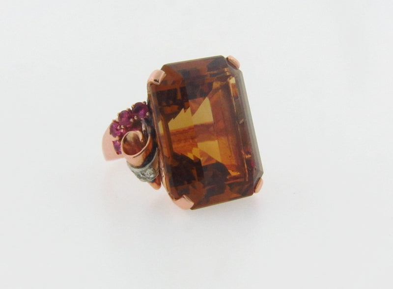 18K ROSE GOLD CITRINE, RUBY, AND DIAMOND RING | 18 Karat Appraisers | Beverly Hills, CA | Fine Jewelry