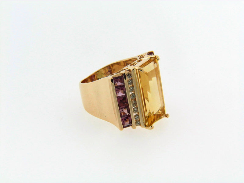 14K Yellow Gold Citrine, Ruby, and Diamond Ring | 18 Karat Appraisers | Beverly Hills, CA | Fine Jewelry