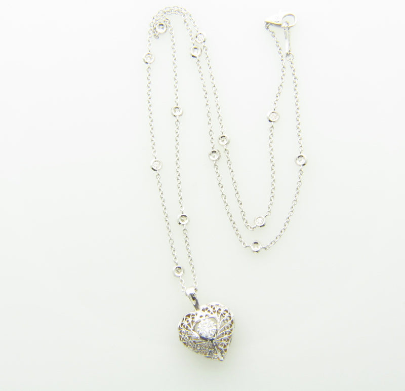 14K WHITE GOLD, DIAMOND HEART PENDANT | 18 Karat Appraisers | Beverly Hills, CA | Fine Jewelry