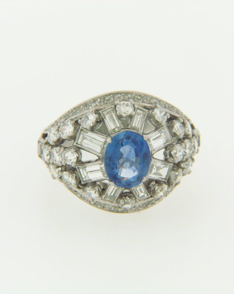 PLATINUM SAPPHIRE AND DIAMOND RING BY 
