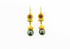 18K Yellow Gold Pearl and Garnet Dangling Earrings | 18 Karat Appraisers | Beverly Hills, CA | Fine Jewelry