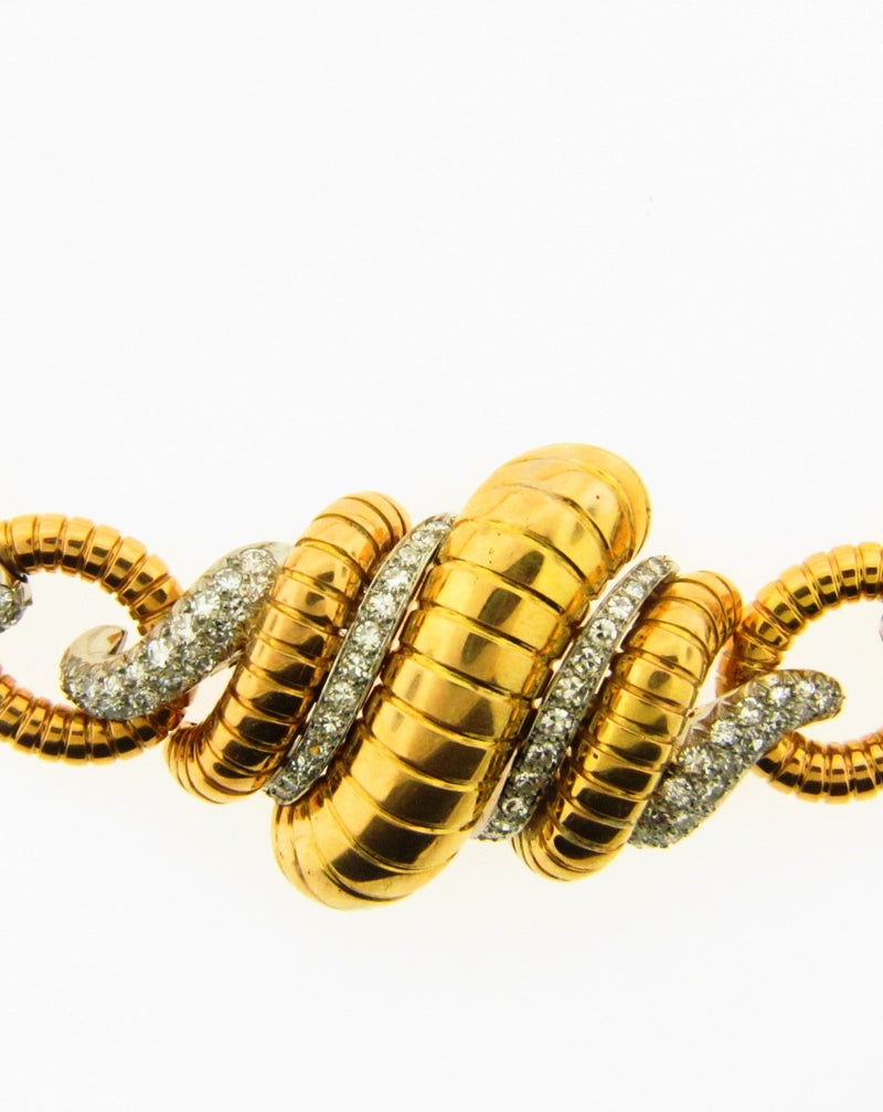 Retro 18K Yellow and Rose Gold Diamond Necklace | 18 Karat Appraisers | Beverly Hills, CA | Fine Jewelry