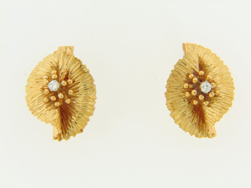 18K YELLOW GOLD DIAMOND EARCLIPS | 18 Karat Appraisers | Beverly Hills, CA | Fine Jewelry