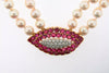 14K Yellow Gold, Ruby and Diamond Pearl Necklace