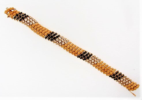 18K-YG SAPPHIRE AND DIAMOND BRACELET