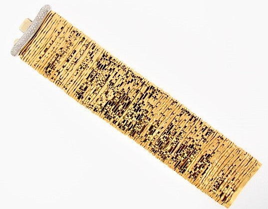 18K-YG WIDE STRAP DIAMOND BRACELET BY "ORLANDINI"