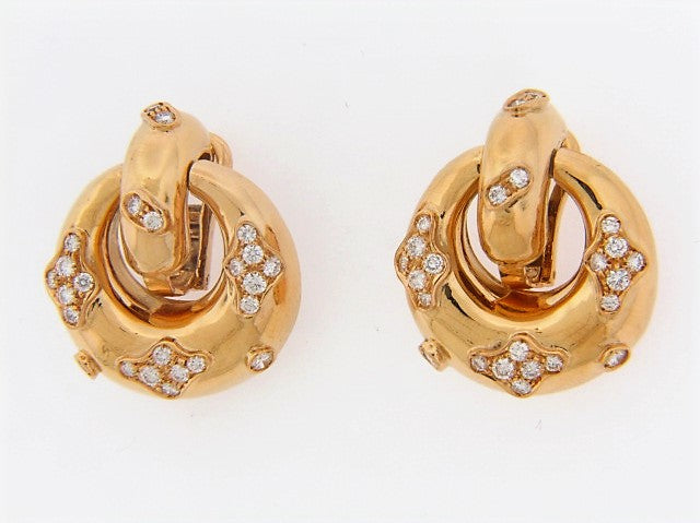 18K-YG DIAMOND DOORKNOCKER EARCLIPS