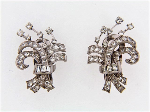 PLATINUM DIAMOND SPRAY EARCLIPS