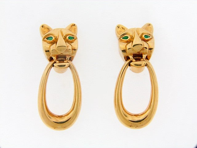 18K-YG PANTHER MOTIF DANGLE EARCLIPS