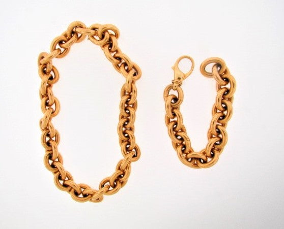 18K YELLOW GOLD OVAL LINK NECKLACE / BRACELET COMBO