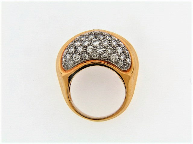 18K-YG AND PLATINUM DIAMOND DOME RING