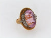 18K-YG AND PLATINUM KUNZITE AND DIAMOND RING