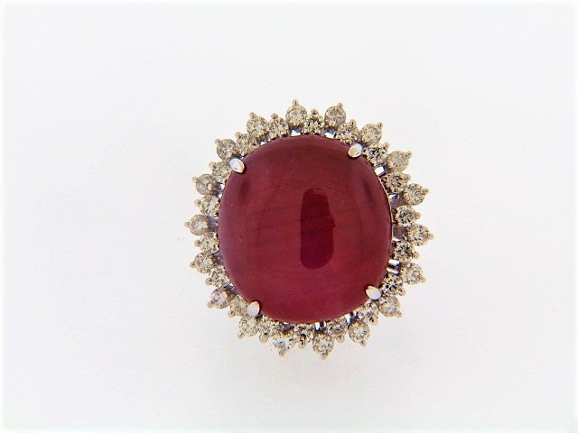 18K-WG STAR RUBY AND DIAMOND RING