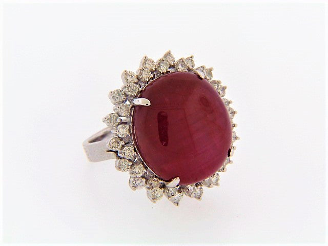 18K-WG STAR RUBY AND DIAMOND RING