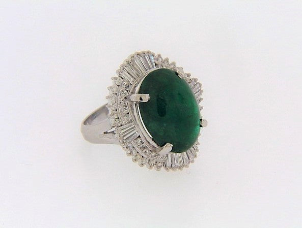 PLATINUM EMERALD AND DIAMOND RING