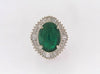 PLATINUM EMERALD AND DIAMOND RING