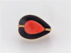 18K-YG PINK CORAL AND BLACK JADE RING