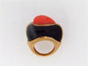 18K-YG PINK CORAL AND BLACK JADE RING