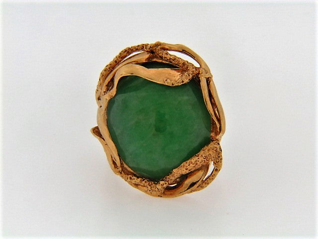 18K-YG GREEN JADEITE JADE RING