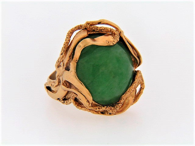 18K-YG GREEN JADEITE JADE RING