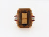 14K-YG+RG CITRINE, RUBY AND DIAMOND RING