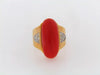 18K-YG RED CORAL AND DIAMOND RING