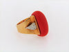 18K-YG RED CORAL AND DIAMOND RING