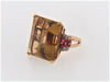 14K Rose Gold Citrine, Ruby and Diamond Ring