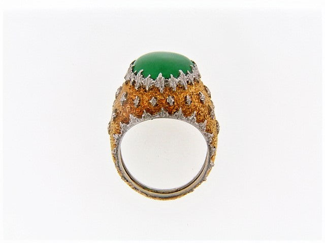 18K-YG+WG JADE RING BY "BUCCELLATI"